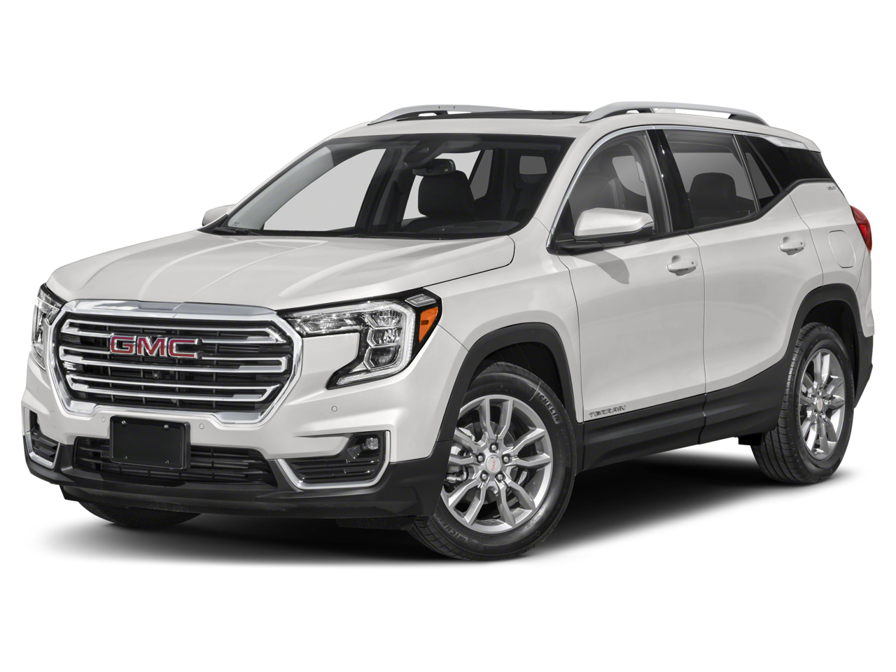 2023 GMC Terrain SLT in White Frost Tricoat — front three-quarter view
