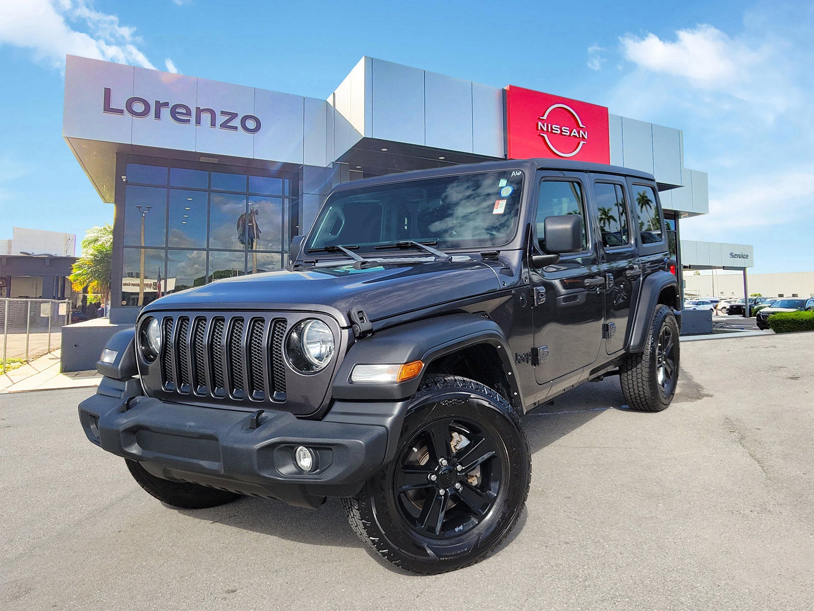 2022 Jeep Wrangler Unlimited Sport Altitude in Granite Crystal Metallic Clearcoat — front three-quarter view
