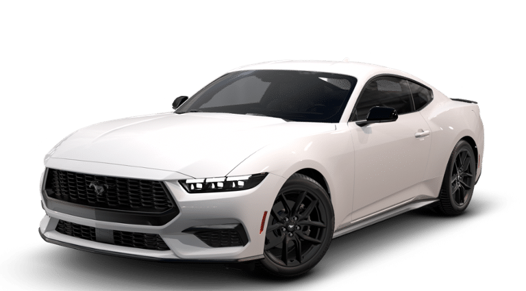 2026 Ford Mustang EcoBoost in Oxford White — front three-quarter view