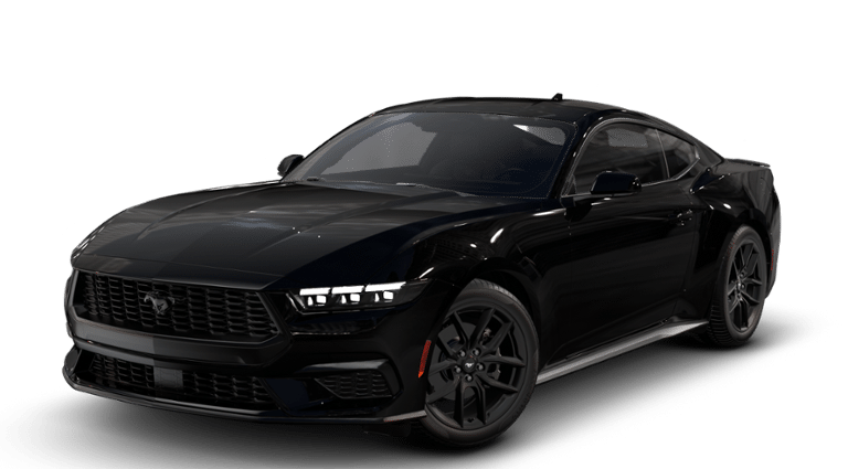 2026 Ford Mustang EcoBoost in Shadow Black — front three-quarter view